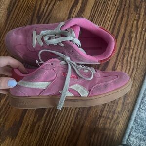 Reebok Kids Pink Suede Sneakers with Gum Sole